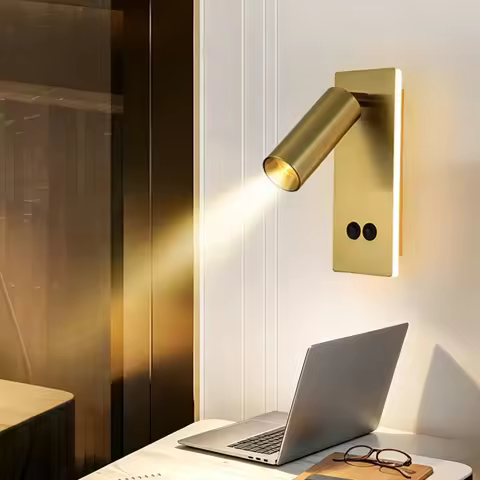 LED Rotatable Angle Reading Wall Lamp Modern Hotel Dual Switch Ambient Lighting Spotlight Bedside Be