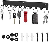 1 x Key Rack with 5 Hooks, Black Key Holder for Wall Hooks, Key Hooks, Key Holder, Key Rack for Kitc