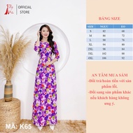 Áo dài nữ may sẵn hoa nhí thiết kế đẹp cách tân tết màu tím K65 Thúy Kiều mềm mại co giãnáo dài giá