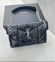 ✨YSL saint laurent puffeloulou羊皮雲朵包單肩斜挎包 小號 女款 黑色