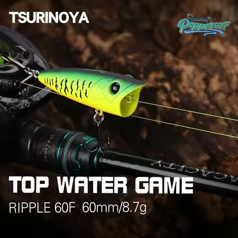 TSURINOYA 60F Popper Surface Fishing Lure RIPPLE 60mm 8.7g Break Water Chatterbait Bass Pike Topwate