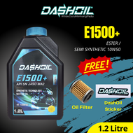 (Free Oil Filter) DashOil Ester+ E1500+ 4T 15w50 1.2L Semi Synthetic SN Motor Engine Oil Minyak Hita