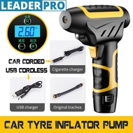 120W Handheld Cordless Car Tyre Air Compressor Pump USB Wireless Car Tire Inflator Pump + Digital Display for Motorcycle Bicycle