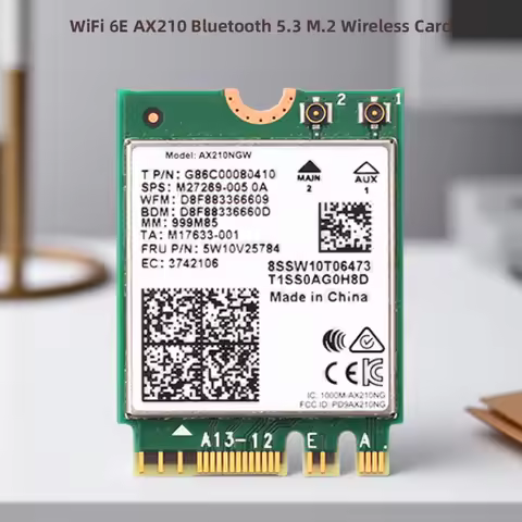 WiFi 6E AX210 Bluetooth 5.3 M.2 Wireless Card For Intel AX210NGW 2.4Ghz 5Ghz 6Ghz 5374Mbps 802.11ax 