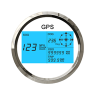 85มม. กันน้ำ Digital GPS Speedometer Gauge 7สีสำหรับรถเรือ Gauge + OverSpeed Buzzer Alarm & Trip COG