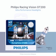 Philips Racing Vision GT200 Car Headlight Bulb ( H4 H7 | +200% More Light | Pack of 2 Halogen Bulbs )