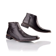 Attaya Design Sepatu Pria Dewasa Formal Pantofel PDH Kulit Asli Original Hitam Resleting FT1