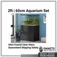 2ft 60cm Ultra Crystal Clear Arowana Fish Tank Aquarium Set Cabinet Filter Cover 超白龙鱼草缸