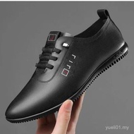 Casual Breathable Deodorant Black Shoes Leather New Style Men's Leather Shoes Soft Sole Summer Men's