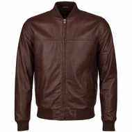 AX2 Leather Bomber Jacket Black Cowhide skin leather with Leather Skin Collar