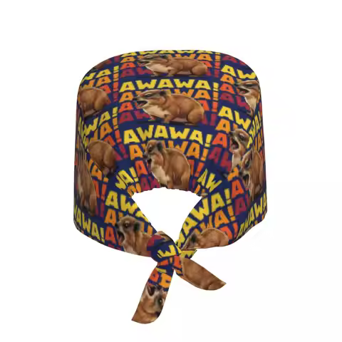 Rock Hyrax Lover Awawa Groundhog Dassi Scrub Hat Doctor Working Surgical Cap Men Women Adjustable Nu