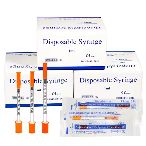 0.3ml 0.5ml 1ml Manual Safety Sterile insulin Syringe With Multi-Spec Needle Orange Cap for Pet Farm