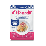 (ลด10%) (โหล) 12x55ก. Changeter เพาซ์แมวแก่7+ รสทูน่าไก่เยลลี่ โหล 12x55 g.
