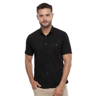 KEMEJA HITAM Men's Shirts Basic Tops for Men Plain Black Short Sleeve M-XL 2003.801.2