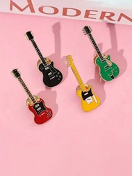 1 Pieza Broche En Miniatura Con Forma De Guitarra Eléctrica Con Algunos Accesorios Aleatorios, Decoración Musical, Para Mochila / Ropa