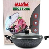 Maxim NEOSTONE NEO 30 Wok Pan | 30cm Glass Lid Frying Pan