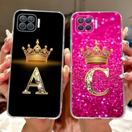 Oppo A93 New Fashion Crown Initial Letter Couple Phone Case OppoA93 4G CPH2121 CPH2123 Soft Silicone