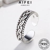 AIFEI JEWELRY Retro Korean Perempuan Twist Cincin Perak Original Women Adjustable For 純銀戒指 Silver Ring Sterling 925 Accessories R805