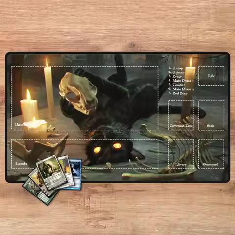 Mouse skeleton magic, Pad cat, playmat, Game Black pad, card collection, card slot, TCG, CCG, MTG, d