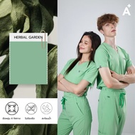 Arfi Scrub Jogger สี Herbal Garden เเบบขาจั๊ม (เฉพาะเสื้อเฉพาะกางเกง) ชุดสครับทางการเเพทย์ ป้องกันเเ
