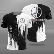 Logo xe hơi của Audi Mercedes Benz quần áo Áo thun tay ngắn nam in kỹ thuật số 3D