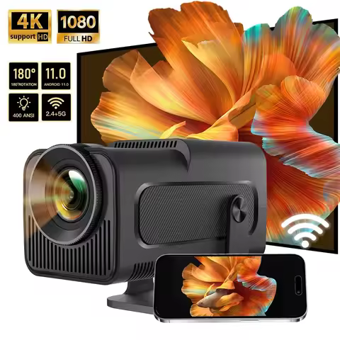 HY320 4K Android 11 Projector Native 1080P 400ANSI Dual WiFi6 BT5.0 Home Cinema Outdoor Portable Pro