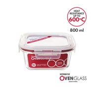 Komax Oven Glass Square Food Container 800ml | BPA Free | Airtight and Leak Proof Food Keeper