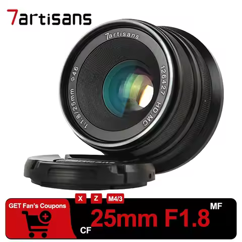 7Artisans APS-C 25mm F1.8 Wide Angle Manual Focus Prime Camera Lens Compatible with Nikon Z Fuji FX 