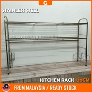 Lelong [90CM - 120CM]Stainless Steel Dish Racks Kitchen Sink Rack Storage Rak Pinggan