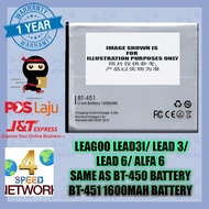 LEAGOO Lead3i Lead 3 Lead 6 Alfa 6/Lead 3S 3i / BT-450 BT-451 1600mAh Battery BATERI BATERY Lead6 Al