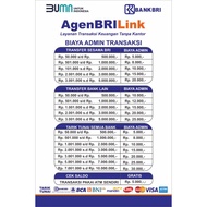 Stiker Tarif Transfer BRILink Uk. 30 x 46 cm Untuk ditempel