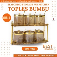 6in1 Seasoning Storage Jar Kitchen 6 Jars + 6 Spoons Transparent Kitchen Spice Storage Rack Spice Co