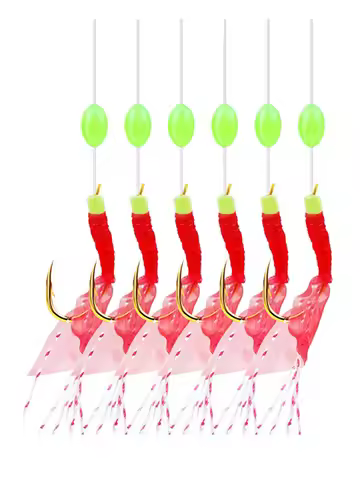 Bionic Fish Skin String Hook Rubber Fly Erbium-Like Curly Mouth Red Skin Stripe Golden Hooks String 