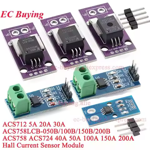 10Pcs/1pc ACS712 ACS758 Hall Current Sensor Module Detector 5A 20A 30A 50A 100A 150A 200A Range Dete