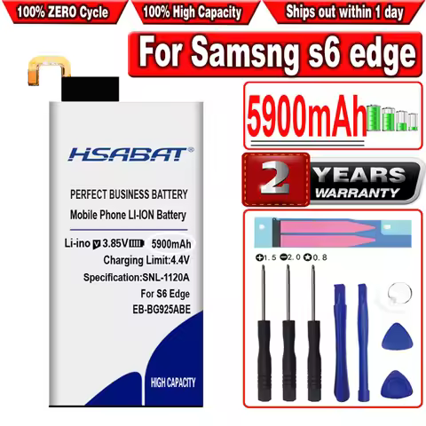 HSABAT 5900mAh EB-BG925ABE Battery for Samsung GALAXY S6 Edge Batteries G9250 G925F G925FQ G925S S6E