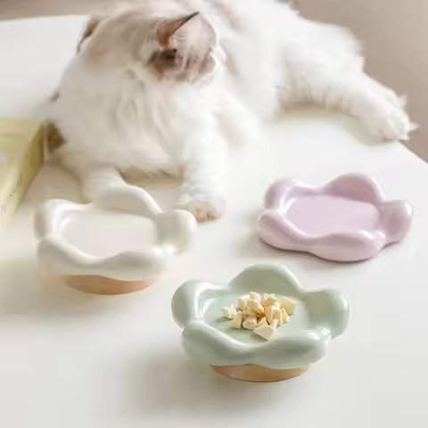 Pet Ceramic Bowl Cervical Spine Protection Cat Bowl Cat Food Snack Bowl Pet Dinner Plate Dog Food Bo