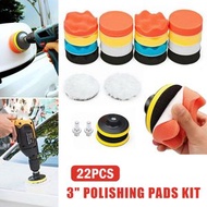屯京 - [22件套裝] 汽車美容打蠟海綿 平面波浪盤 3"海綿輪 拋光機