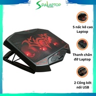 Đế tản nhiệt Laptop 3 quạt lớn kèm 5 nấc đỡ kê cao laptop tiện lợi - Spa Laptop