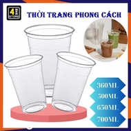 Lốc 50 Ly Nhựa PP Đáy Bằng Loại Dày 360ml 500ml 650ml 700ml Đựng Trà Sữa Sinh Tố Nước Ép Tiện Dụng -