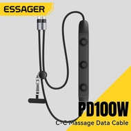 Essager PD 100W Type-C To Type-C สายข้อมูลนวดพร้อมชิป E-Marker สามโหมด2 In 1สายข้อมูลนวดสายสำหรับ IP