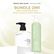 BUNDLE 2IN1 Grace and Glow English Pear and Freesia Anti Acne Solution Body Wash + Body Serum