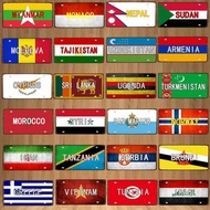 [YZFQ ]30X15CM National Flag Morocco Norway Cyprus Metal Tin Sign City Travel Souvenir  Wall Pub Sho