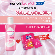 Valentine Bundle Lactacyd All Day Care Pembersih Kewanitaan 150ml + Durex Pleasuremax 3s