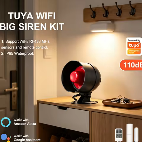 Smart Life Tuya WiFi Siren Alarm System Wireless Loud Sound Alert Kit Compatible With Alexa Google F