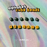 Alphabet cube beads small square beads black alphabet letters wood motif
