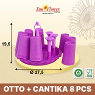 SET OTTO/ glass Stand OTTO + glass Cantika 8 pcs Plastic Sunflower Plastic Stand/ 1 Set of Glasses P