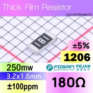 180R 1206 ±5% SMD Thick Film Resistor 181 FRC1206J181 TS FOJAN