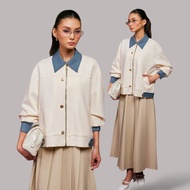 SHE DAZZLE ARSEL BOMBER JACKET Women jacket contrast collar vintage korean style casual streetwear