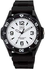Citizen Q&amp;Q VR44-002 Men's Wristwatch, Analog Waterproof, Urethane Strap, White, multicolor (black/white), watch