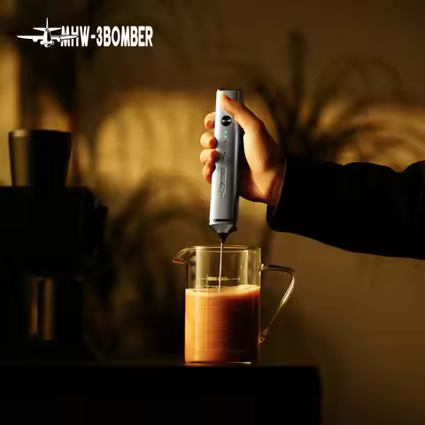MHW-3BOMBER Electric Milk Frother Dual Whisk Heads Handheld Foam Maker Type-c Rechargeable Coffee La